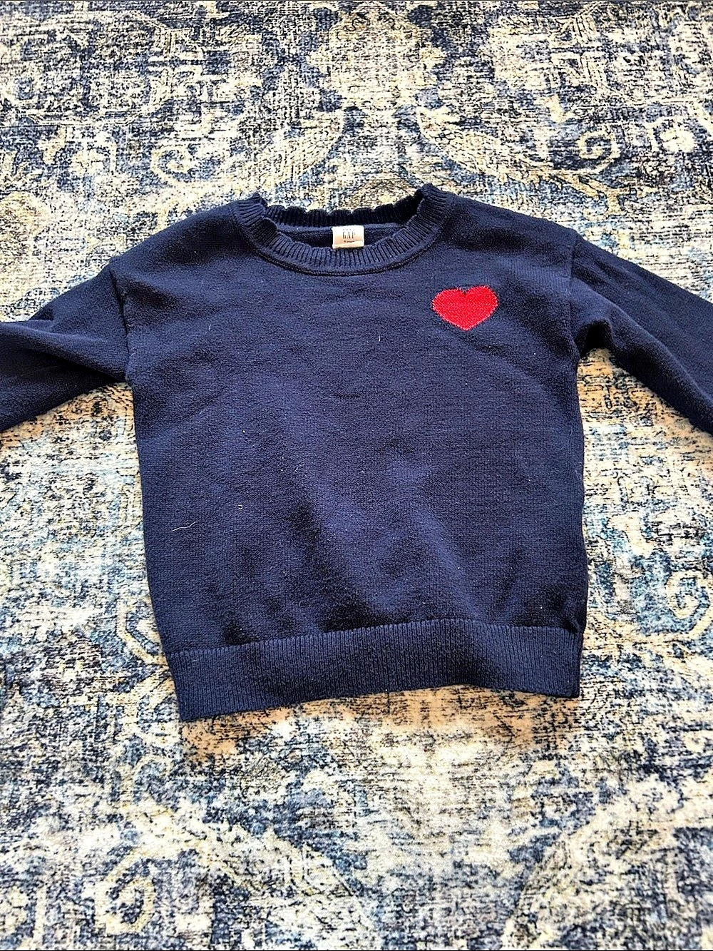 Gap Boys 3T Blue & Red Sweater with Red Heart